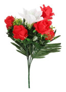 Bukett med 10 konstgjorda blommor - Amaryllis och ros, röd, höjd 52 cm
