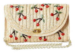 Straw Bag, Chic Fruit Banana Cherry Fashion Crossbody Shoulder Bag for Women for Summer Beach