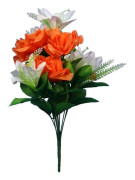 Bukett med 12 blommor, blandning av ros och lilja, apelsin och vitt