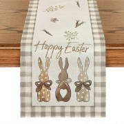 Buffalo Plaid Bunny Pattern Table Runner 13x72 Inch for Spring, Easter, Kitchen, Dining, Home Decor, Party Decoration (FMY)