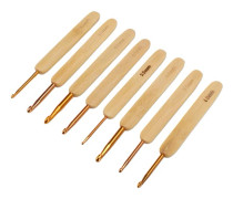8 Pcs Crochet Hooks Ergonomic Design Stainless Steel Material White Bamboo Handles Knitting Needles Set for Weaving