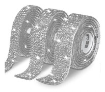 3 Rolls / 6.6 Yards Self-Adhesive Crystal Rhinestone Ribbon, Diamond Tape Sticker Strips