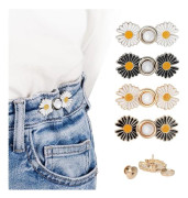 Waist Adjuster for Pants, Detachable Jean Buttons for Loose Jeans, No-Sew and Tool-Free Buttons for Jeans, Adjustable Jean Buttons, Daisy I