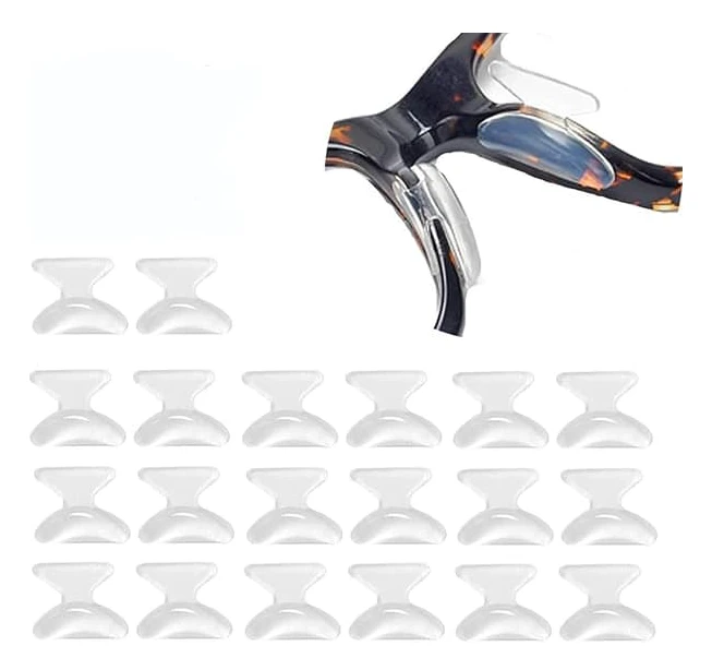 10 par halkfria silikonfjärilsformade näskuddar (2,8 mm vita) - mjuka halkfria självhäftande näskuddar för läsglasögon, solglasögon och glasögon