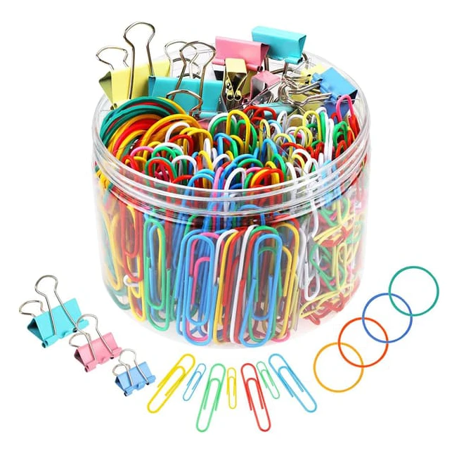 240 st pappersklämmor, pärmar och gummiband, kontorsmaterialset, pappersklämmor och gem