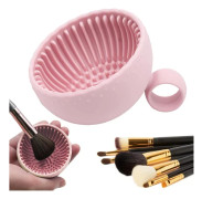 Makeup Brush Cleaner - 2 pcs Brush Cleaner - Makeup Brush Cleaning Bowl - Silicone - Portable - Makeup Brush Cleaning Mat (Pink) - 6.5x5cm
