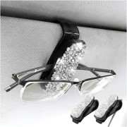 2 st Glasögonhållare för bilens solskydd, mode bling kristall strass bil glasögon solglasögon hängare fäste