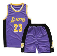 Lakers #23 Lebron James Tröja Nummer 23 Basketuniform Set Barn / Lila