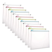 【BQ】9x12 Clear Plastic Zipper Pouches, Document Storage Folder, 12-Pack