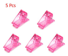 Akryl Nagelklipp Transparent Gel Snabbt Byggande Nageltippar Klämmor Nagelförlängning UV-klämmor Manikyr Konst Builder Verktygssats 5 Pcs Pink