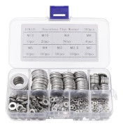 Stainless Steel Washers with Storage Box (580-pack) - Assortment of 9 Sizes M2, M2.5, M3, M4, M5, M6, M8, M10 & M12 - Metal Washer Set - Repair