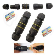 IP68 Vattentät Utomhus Kopplingsdosa, 3-vägs Elektrisk Kabelanslutningsdosa för 9-12 mm Kablar (2 stycken). Nylon