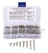 [qg]800st/set M2 skruv kolstål krysspår rundhuvud självgängande skruvar blandade fästelement M2X4/5/6/8/10/12/16mm/20mm
