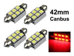 /HH/ Spollampa 41mm 42mm röd Canbus Led 5050SMD 4-pack C5W SV8.5 Röd Röd