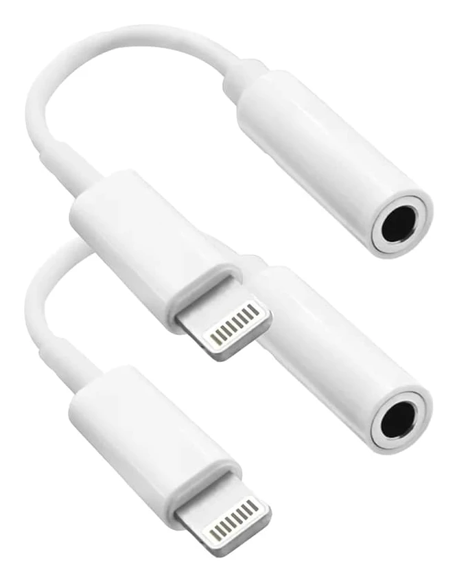 2-pack iPhone 3,5 mm hörlursadapter Lightning till 3,5 mm hörlurar/hörlursuttag ljudkonverterare med iPhone 14 13 12 11 Pro XR XS Max X 8 7...