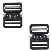 2-pack Military Grade Heavy Duty Tactical Belt Buckles in Black Zinc Alloy with Double Adjustable Metal Buckle (39mm)