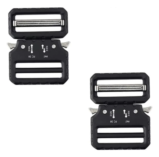 2-pack Military Grade Heavy Duty Tactical Belt Buckles in Black Zinc Alloy with Double Adjustable Metal Buckle (39mm)