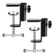 2-pack kraftiga C-klämma monitorfästen – universella skrivbordsklämmor för de flesta skärmar, robust svart metall för arbetsstationsorganisation