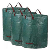 3 st 300L Trädgårdsavfallspåsar (H84 cm, D67 cm), Stor Trädgårdspåse Med Handtag, Vattentät Avfallspåse, Kraftiga