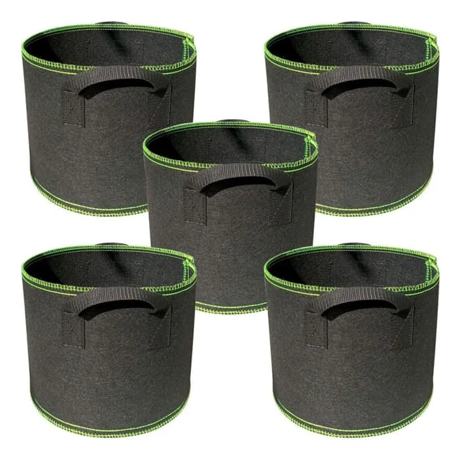 5-pack 2 gallons växtväxtsäckar trädgårdstyg krukor luftning tunga tjockade nonwoven med handtag