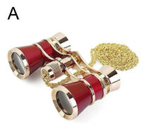 Operakikare Metallkropp Med Kedja/handtag Teater Teleskop Kvinnor Flickor Optisk Design Gåva Retro Kikare red