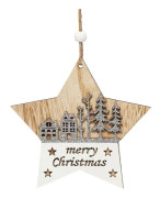1/4 st trä God Jul prydnad bondgård rustik julgran hängande dubbla lager skarvning kärlek hjärta stjärna rund form semesterdekoration Pentagram