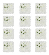 Konstgjord blomvägg - Blompanel set 12 st - Silkesblommor - Dahlia Ros Hortensia Fyrlövsklöver Brudslöja - Bröllopsdekoration - Vit Grön