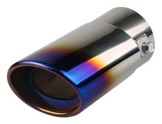 Rostfritt stål bilavgasrör gränssnitt, universell 38-53mm, snedställd ovalt utlopp, svans hals bil dekoration tillbehör (Blå-Rak) Bluet Straight Bluet Straight