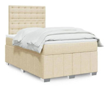 Maison Exclusive - Sängbotten med ribbor och cremefärgad madrass 120x190 cm tyg