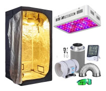 Hydroponiskt växtsystem, fullspektrum LED-lampor, kanalfläktar och kolfilter,Odlingstältset 1-b, 100x100x200cm Kit