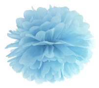 Hängande pompoms i blått papper 35 cm