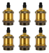 Vintage E27 Bulb Socket Set (6 pcs), Aluminum Bulb Sockets, Retro Edison Sockets for Ceiling Lamps & Wall Lamps