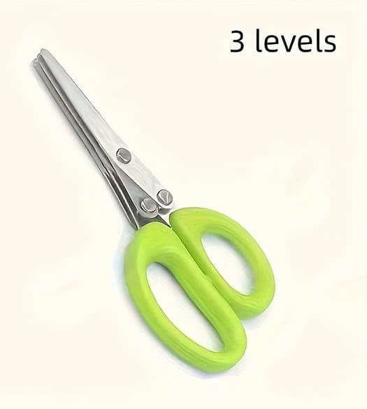 3-Layer Stainless Steel Kitchen Shears, Multifunctional Onion and Herb Cutter