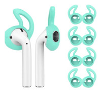 5 par silikonörontoppar kompatibla med AirPods 1 och 2 Anti-slip Sportöronsnäckskrokar Mintgrön