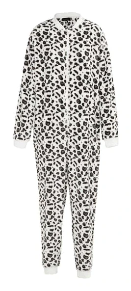 Linea Dam/Dam Leopardmönstrad Fleece Overall Nattkläder