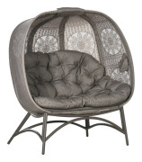 Papasan 2-sits med fällbar korg och kuddar, stål, sand, 126x75x142 cm