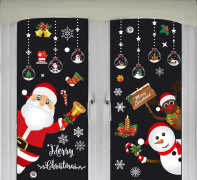 Christmas Decoration Santa Window Stickers DIY Window Decoration Stickers with Santa Claus & Snowman