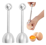 Egg Topper Cutter, 2-pack Stainless Steel Egg Opener with Spring Mechanism, for Soft-boiled and Raw Eggs, Silver 13.2 x 3.9 cm