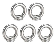 Lyftöglemutter, M5 invändig gänga, 304 rostfritt stål, rund form för repmontering, 5-pack