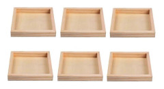 Träbrickor Set om 6 st Beige Rektangulära Brickor Designade för Pusselmontering och Organisation