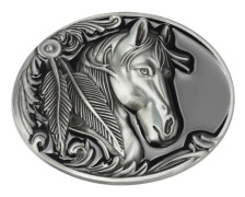 Unique Horse Buckle for Men, Vintage and Durable Retro Alloy Antique Tin Color antique tin color
