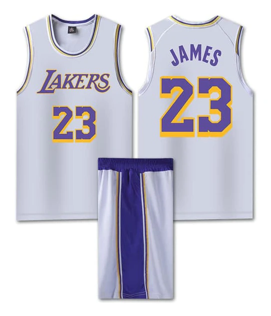 Mordely #23 LeBron James Basketlinne Set Lakers Uniform för Barn Vuxna white 4XL（180-185cm）