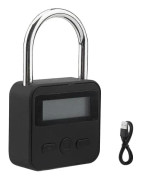 Metal Timer Lock, LCD Display, Multifunctional Electronic Timer Lock, 99 Hours Max Time, USB Rechargeable (Black)