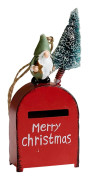 Santa Claus Card Holder - Rustic Envelope Box Metal Card Holder for Home Decor, Small Card Holder for Card Envelopes, Birthday, Graduation Party (Red) red red