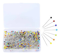 500pcs Sewing Pins for Fabric, Straight Pins with Colored Glass Ball Heads 3.8cm Long, Quilting Pins for Sewing
