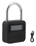 Metal Timer Lock, Multifunctional Electronic Timer Lock with LCD Display, Max 99 Hours Timing, USB Rechargeable (Black)