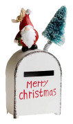 Santa Claus Card Holder - Rustic Metal Envelope Box for Home Decor, Small Card Holder for Card Envelopes, Birthday, Graduation Party (White) White White
