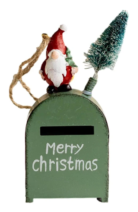 Santa Claus Card Holder - Rustic Metal Envelope Box for Home Decor, Small Card Holder for Card Envelopes, Birthday, Graduation Party (Green) green green