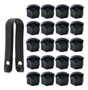 20-pack 17mm Wheel Nut Covers, Wheel Bolt Nut Caps, Hex Tire Nut Covers with Removal Tool Kit for Cars, Black