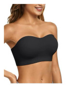 Axelbandslös Push Up BH för kvinnor, Stödjande Bandeau BH, Sömlös Trådlös Underklädestopp*S*Svart (genomskinligt BH-band) Black (transparent bra strap) S